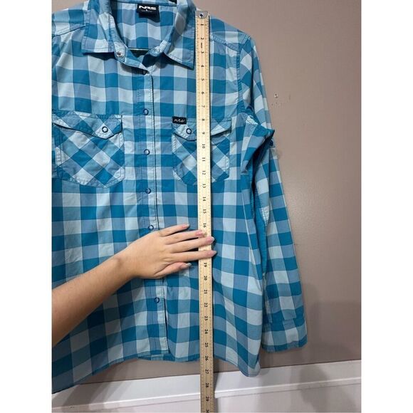 NRS Long-Sleeve Guide Checkered Silkweight Lightweight Button Up Shirt Women's L - Picture 10 of 12